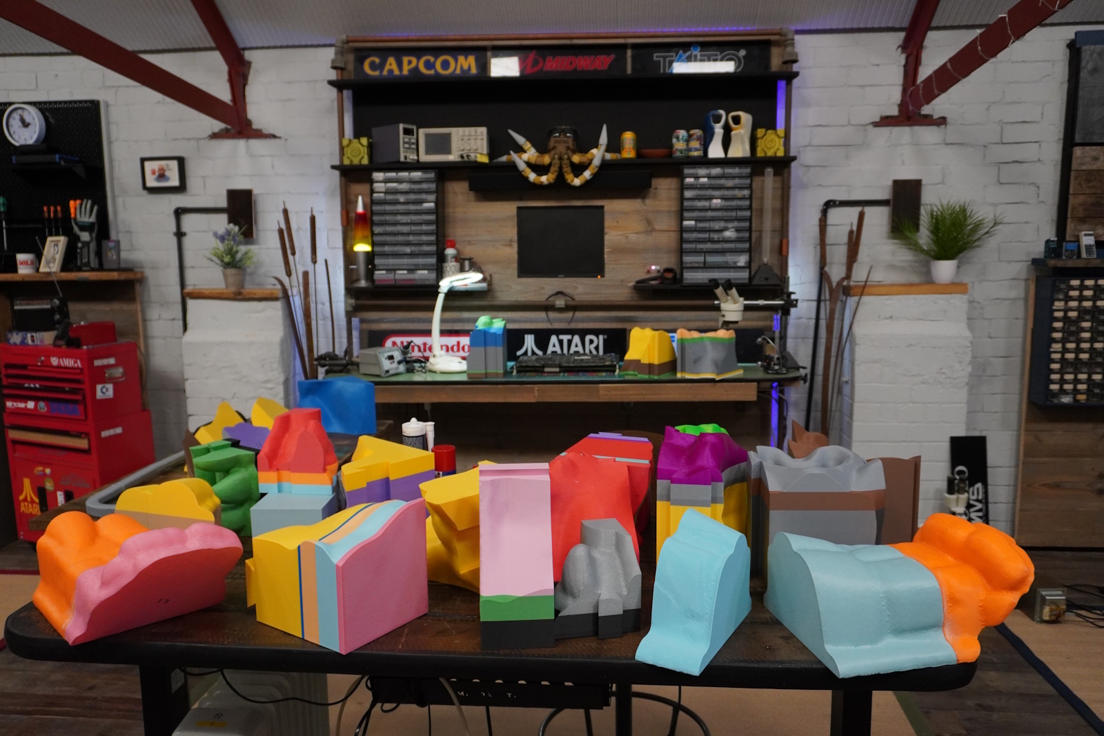 Many 3D printed parts for He-Man Arcade